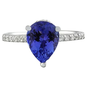 Tanzanite Diamond Ring 14K White Gold