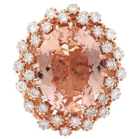 Morganite Diamond Ring 14K Rose Gold