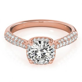 1.5 ctw Certified VS/SI Diamond Halo Ring 18k Rose Gold