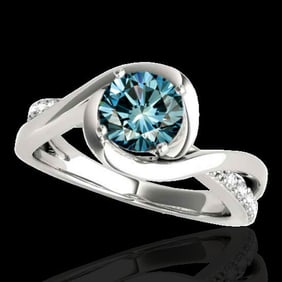 1.15 ctw SI Certified Fancy Blue Diamond Solitaire Ring 10k White Gold