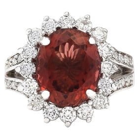 Tourmaline Diamond Ring 14K White Gold
