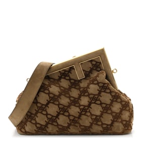 Fendi Camoscio Karligraphy Embroidered Medium Fendi