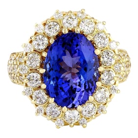 Tanzanite Diamond Ring 14K Yellow Gold