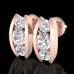 2.18 ctw VS/SI Diamond Solitaire Art Deco Stud Earrings 18k Rose Gold