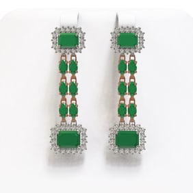 11.98 ctw Emerald & Diamond Earrings 14K Rose Gold