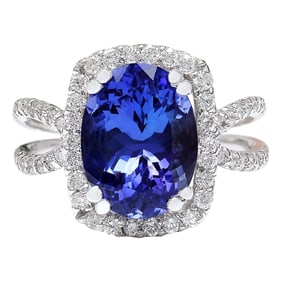 Tanzanite Diamond Ring 14K White Gold