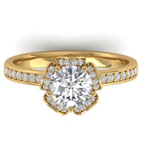 1.75 ctw Certified VS/SI Diamond Art Deco Ring 14k Yellow Gold