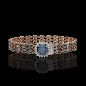 29.89 ctw London Topaz & Diamond Bracelet 14K Rose Gold