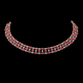 37.97 ctw Tourmaline & Diamond Necklace 10K Rose Gold