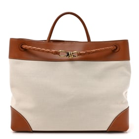 Bottega Veneta Washed Canvas Calfskin Large