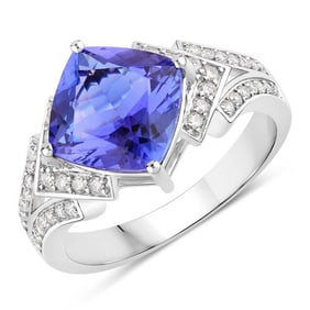 3.43 CT Genuine Tanzanite and White