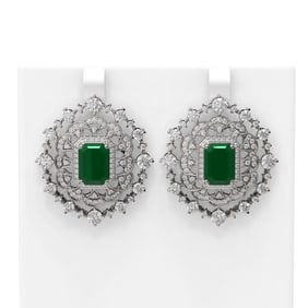 18.43 ctw Emerald & Diamond Earrings 18K White Gold