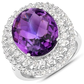 8.41 CT Genuine Amethyst and White