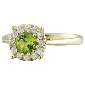Peridot Diamond Ring 14K Yellow Gold