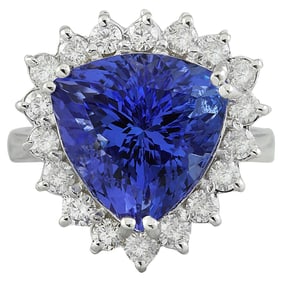 Natural Tanzanite Diamond Ring In 14