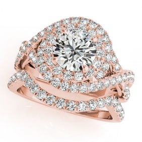 1.76 ctw Certified VS/SI Diamond 2pc Wedding Set Halo 14k Rose Gold