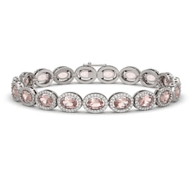 14.25 ctw Morganite & Diamond Micro Pave Halo Bracelet 10k White Gold