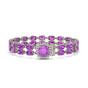 14.31 ctw Amethyst & Diamond Bracelet 14K White Gold