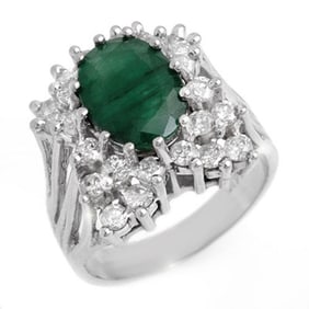 4.75 ctw Emerald & Diamond Ring 18k White Gold