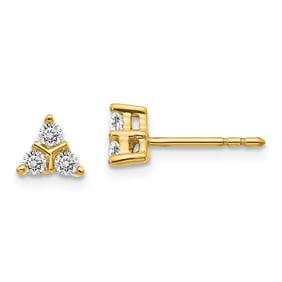 14k Yellow Gold Diamond Triangle Earrings - 6 mm