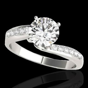 1.4 ctw Certified Diamond Bypass Solitaire Ring 10k White Gold