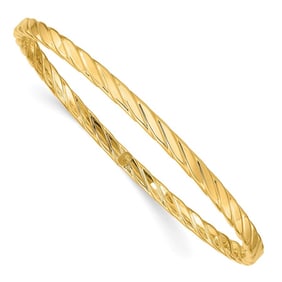10K Yellow Gold 4mm Textured Twist Slip-on Bangle - 8.5 in.
