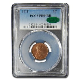 1915 Lincoln Cent PR-64 PCGS CAC (Red/Brown)