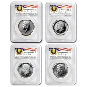 2014 4-Coin 50th Anniv Kennedy 1/2 Dollar Set MS/PF-70 PCGS (FS)