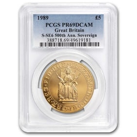 1989 Great Britain Gold 5 Sovereign 500th Anniversary PR-69 PCGS