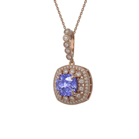 7.19 ctw Tanzanite & Diamond Victorian Necklace 14K Rose Gold