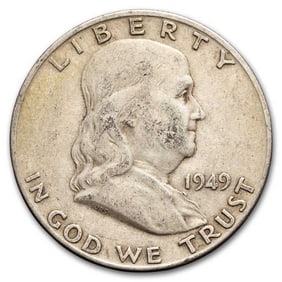 1949-D Franklin Half Dollar 20-Coin Roll Avg Circ