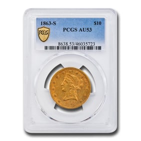 1863-S $10 Liberty Gold Eagle AU-53 PCGS