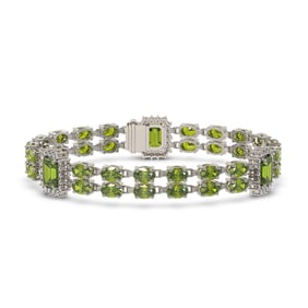 17.79 ctw Tourmaline & Diamond Bracelet 14K White Gold