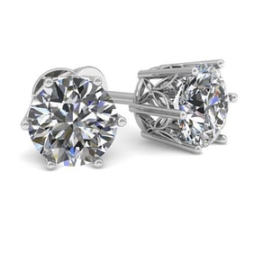 1.05 ctw Certified VS/SI Diamond Stud Earrings 18k White Gold