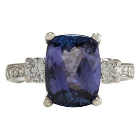 Natural Tanzanite Diamond Ring In 14