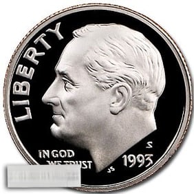 1993-S Roosevelt Dime 50-Coin Roll Proof