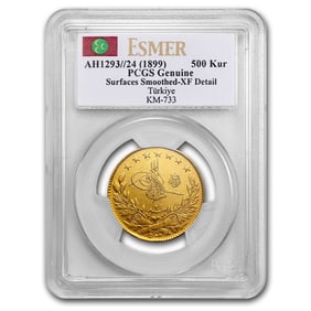 AH 1293//24 (1899) Turkey Gold 500 Kurush XF Details PCGS