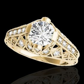 1.25 ctw Certified Diamond Solitaire Antique Ring 10k Yellow Gold