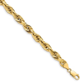 14k Yellow Gold 7.0 mm Semi-Solid Rope Chain - 8 in.