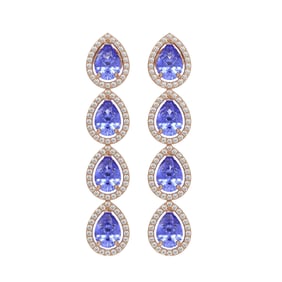 9.01 ctw Tanzanite & Diamond Micro Pave Halo Earrings 10k Rose Gold
