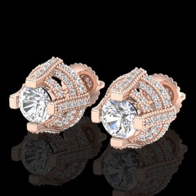 2.75 ctw VS/SI Diamond Micro Pave Stud Earrings 18k Rose Gold