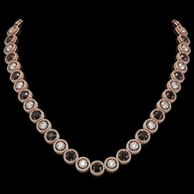 32.10 ctw Black & Diamond Micro Pave Necklace 18K Rose Gold