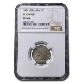 1854 Germany 6 Kreuzer MS-61 NGC