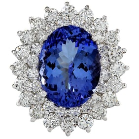 Tanzanite Diamond Ring 14K White Gold
