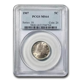 1907 Liberty Head V Nickel MS-64 PCGS