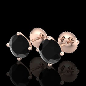 2.5 ctw Fancy Black Diamond Art Deco Stud Earrings 18k Rose Gold