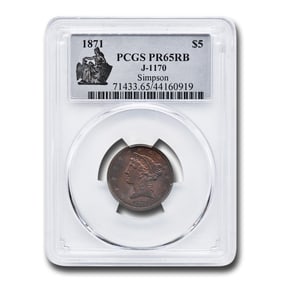 1871 $5 Pattern Half Eagle PR-65 PCGS (Red/Brown, J-1170)