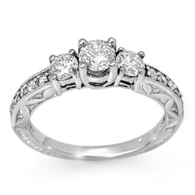 0.95 ctw Certified VS/SI Diamond Ring 10k White Gold