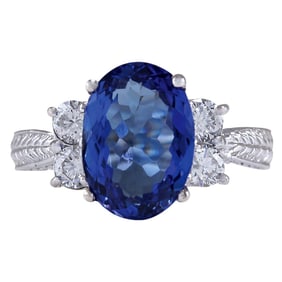 Tanzanite Diamond Ring 14K White Gold