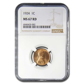1924 Lincoln Cent MS-67 NGC (Red)